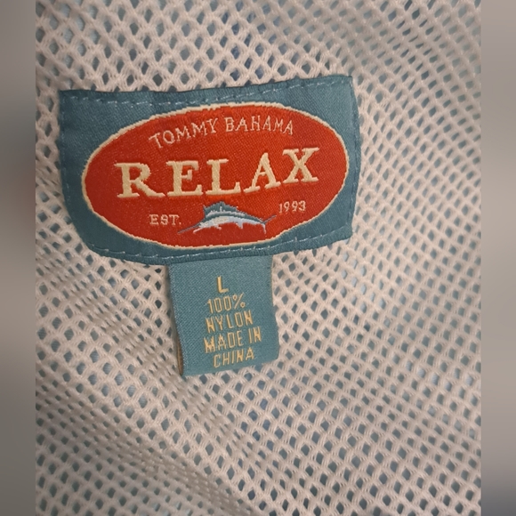 TOMMY BAHAMA RELAX MEN’S BLUE SWIM TRUNKS SIZE L DRAWSTRING WITH POCKETS - Picture 7 of 8